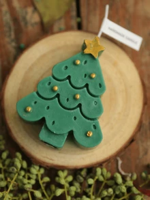 1 件圣诞树形大豆蜡香味蜡烛（不含木质底座），创意手工香薰蜡烛，用于圣诞氛围装饰、礼物、无烟、持久花香（两种标签样式随机发货） - 彩色 - 查看 8