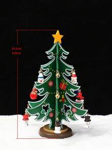 1Pc Wooden Tree Ornament With Mini Decorations, Festive Tabletop Holiday Decor, Perfect For Home, Office, Or Party Display, Mini Wooden Tree, Tabletop Holiday Decoration Wooden Holiday Decor, Miniature Tree, Handcrafted Ornament., Best Gifts Birthday Home Decor Christmas Decorations Room Decor Christmas