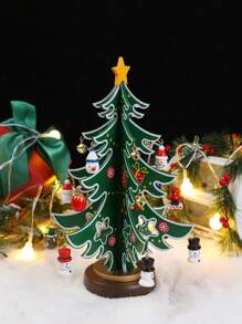 1Pc Wooden Tree Ornament With Mini Decorations, Festive Tabletop Holiday Decor, Perfect For Home, Office, Or Party Display, Mini Wooden Tree, Tabletop Holiday Decoration Wooden Holiday Decor, Miniature Tree, Handcrafted Ornament., Best Gifts Birthday Home Decor Christmas Decorations Room Decor Christmas