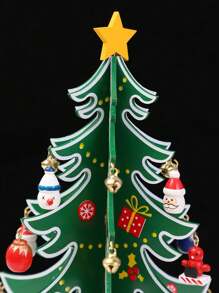 1Pc Wooden Tree Ornament With Mini Decorations, Festive Tabletop Holiday Decor, Perfect For Home, Office, Or Party Display, Mini Wooden Tree, Tabletop Holiday Decoration Wooden Holiday Decor, Miniature Tree, Handcrafted Ornament., Best Gifts Birthday Home Decor Christmas Decorations Room Decor Christmas