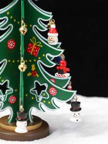 1Pc Wooden Tree Ornament With Mini Decorations, Festive Tabletop Holiday Decor, Perfect For Home, Office, Or Party Display, Mini Wooden Tree, Tabletop Holiday Decoration Wooden Holiday Decor, Miniature Tree, Handcrafted Ornament., Best Gifts Birthday Home Decor Christmas Decorations Room Decor Christmas