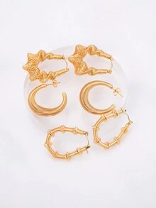 全新独特高端钛钢耳环，时尚个性化前卫褶线弹簧圈耳环，送给朋友的理想生日礼物 - 金黃色 - 查看 1