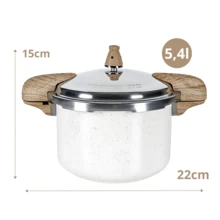 Brinox 5.4 Liters Ceramic Non-Stick Pressure Cooker With Induction Handle And External Closure - 米色 - 查看 7