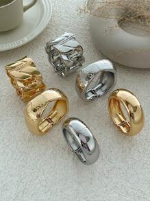 1pc Vintage Fashionable Asymmetrical Hollow Metal Cuff Bracelet, Exaggerated Chic Wide Face Thick Gold & Silver Mirror Surface Bracelet, Women Simple High-Quality Double-Sided Spring Wrist Bracelet, Multi-Functional Stackable Jewelry, Chunky Jewelry, Suitable For Daily Decor, Party And Banquet Jewelry, Holiday Gift Jewelry