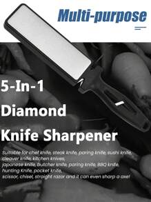 1PC 5 In1 Knife Sharpener Rhinestone Bars 400/1000 Multi-Tool Kitchen Knives Tungsten Steel Ceramic Grinding Double-Sided Whetstone Plastic Angle Guide Sharpening Accessories, - Multicolor - View 6