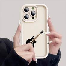 Ốp lưng điện thoại silicon in họa tiết đàn guitar thời trang mới, tương thích với iPhone 15/15Pro/15ProMax/14/13/12/11/XsMAX, phụ kiện thời trang cho nam và nữ - đàn guitar trắng đen - Xem 2