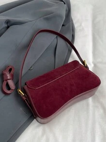 1 chiếc túi xách đa năng thời trang thiết kế cổ điển chất lượng cao bằng vải da lộn, hàng mới về vào mùa thu - Màu Đỏ Sâu - Xem 6