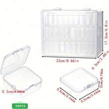 Hộp đựng hạt nhựa mini trong suốt 30 chiếc có nắp bản lề, hộp đựng hạt hình chữ nhật để làm đồ trang sức, đồ thủ công & lưu trữ các bộ phận nhỏ - Trong sáng - Xem 8