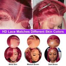 Uveous 200% Density 34 Inch 13x4 99j Burgundy Lace Front Wigs Human Hair Straight Wigs For Women Glueless 13x4 Lace Front Wigs Human Hair Colored Red Straight Lace Front Wigs Human Hair Pre Plucked Wigs - S99J - 查看 5