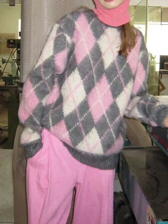 Women's Retro Loose Knit Sweater, Round Neck, Autumn/Winter