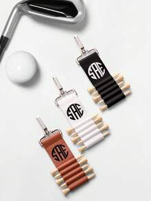 1 套定制高尔夫球座收纳袋，包括 5 个高尔夫球座、定制球座架套装、带首字母的定制礼物、个性化球座架、个性化礼物、送给高尔夫球手俱乐部爱好者的酷炫礼物、高尔夫配件、新郎礼物高尔夫标签、3 种颜色、白色、黑色、棕色、11*4 厘米、送给高尔夫球手、爸爸、丈夫、男士、爷爷的高尔夫礼物、送给他的礼物、送给她的礼物 - 客製化字母款式4 - 查看 2