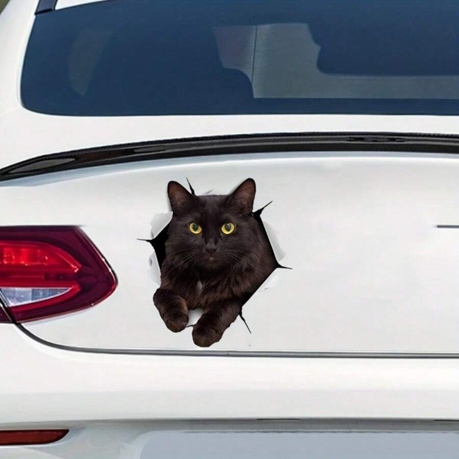 3D Cat Stickers, Black Cat Wall Decals, Cat Stickers For Bedroom Fridge