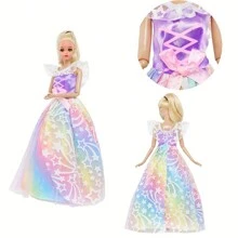 1 set de robe de poupée de mode + 1 baguette magique + 1 couronne, pour poupée de 11,5 pouces, cadeau de jouet pour filles (poupée non incluse), cadeau d'Halloween/Thanksgiving/Noël