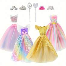 1 set de robe de poupée de mode + 1 baguette magique + 1 couronne, pour poupée de 11,5 pouces, cadeau de jouet pour filles (poupée non incluse), cadeau d'Halloween/Thanksgiving/Noël