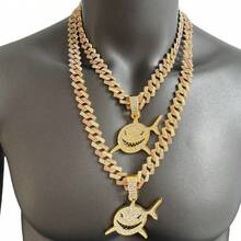 Dây chuyền bột hợp kim nhiều màu độc đáo, dây chuyền mặt cá mập ngầu có đính đá cho nam và nữ, dây chuyền cặp đôi thời trang đường phố phong cách hip hop punk - cá mập - Xem 3