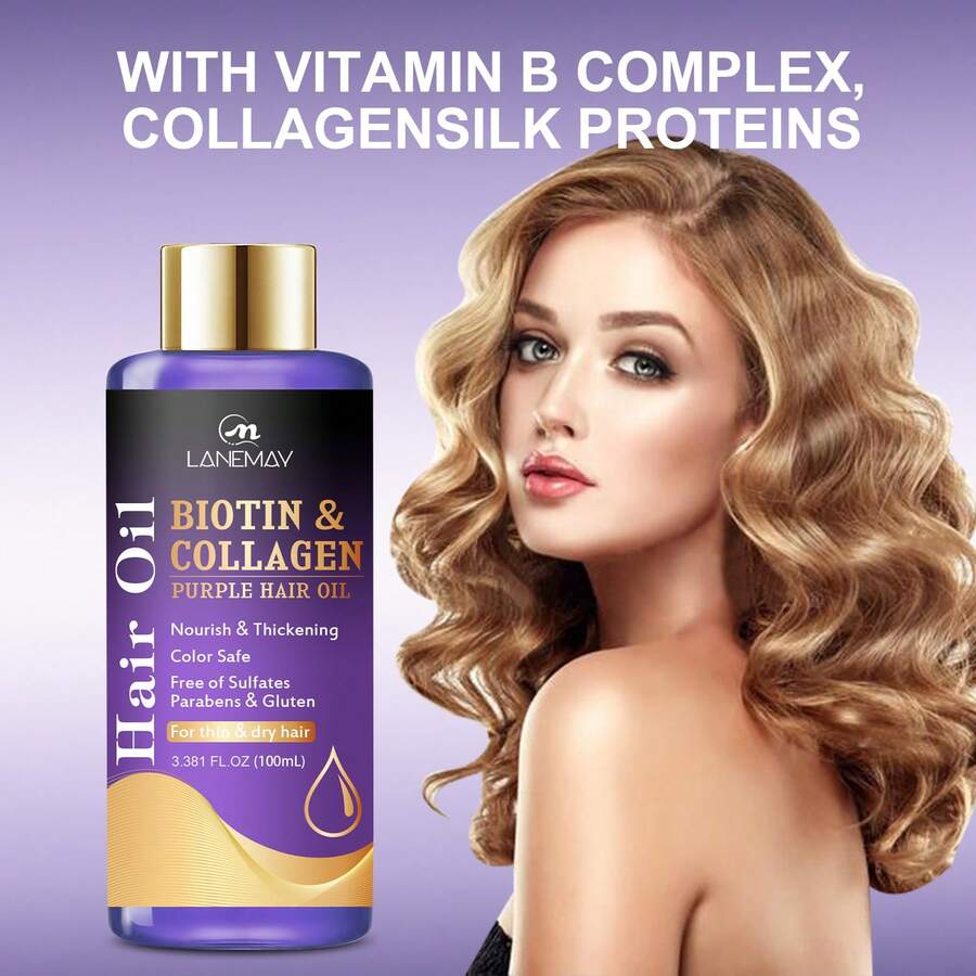 LANEMAY Biotin & Collagen Purple Hair Oil Hydrate The Hair And Scalp