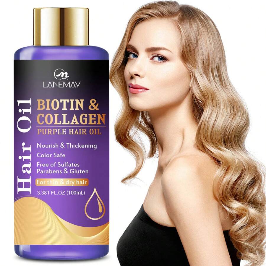 LANEMAY Biotin & Collagen Purple Hair Oil Hydrate The Hair And Scalp