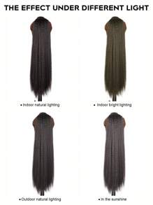 Extensión de cola de caballo sintética recta y elegante para mujer, con textura Yaki y cierre con cordón, una pieza versátil para todo tipo de usuarios - Disponible en múltiples tonos