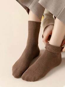 5双冬季加厚纯色袜子