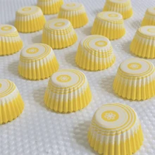 Mini moldes para cupcakes, tazas de hornear pequeñas para cupcakes, envoltorios desechables para cupcakes - Amarillo - Ver 11
