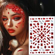 1 件蜘蛛形闪光脸部宝石，包括红色、黑色和白色，适用于万圣节、节日派对、舞台表演、婚礼派对、伴娘、生日派对、音乐节、DIY 眼部和面部贴纸、舞蹈表演派对和舞台化妆假纹身脸部宝石 - 彩色 - 查看 19