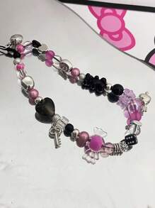 可爱的 Y2K 心形黑熊心形锁糖果钥匙串珠钥匙扣挂绳适用于 ，男女通用可爱女士珠宝手机串珠吊坠手链带绳礼物，适合送给母亲、家人、朋友、生日、节日的手机吊饰、手机链 - 彩色 - 查看 3