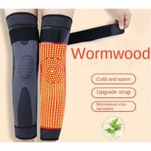 1 对加热关节炎护膝，由艾绒纤维制成，直切，批发，适合男士、女士和老年人，厚实保暖，适合秋冬季 - 黑色 - 查看 1