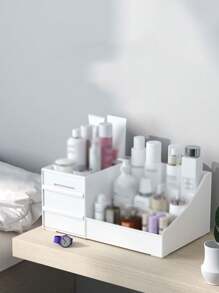 1 Stück Schubladentyp Make-up Organizer, Schreibtisch Kosmetikhalter für Studentenwohnheime, Lippenstift & Hautpflege Aufbewahrungsregal für den Schulstart