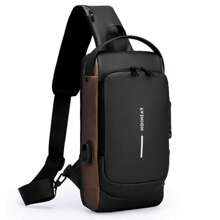 Men's Waterproof Crossbody Shoulder Bag Backpack - 鏽棕色 - 查看 3