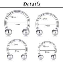 16 件马蹄形 C 型鼻环 + 8 件 3 毫米替换圆珠 + 8 件 3 毫米替换锥形耳钉 - 16個鼻環+替換配件16個 - 查看 4
