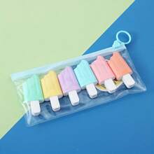 Set de 6 marcadores fluorescentes en forma de helado mini, juego de útiles escolares con dibujos adorables, juguetes para niños, relleno de calcetines, set de papelería, juguetes para niños, educación, juguete para niños, regreso a la escuela