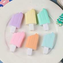 Set de 6 marcadores fluorescentes en forma de helado mini, juego de útiles escolares con dibujos adorables, juguetes para niños, relleno de calcetines, set de papelería, juguetes para niños, educación, juguete para niños, regreso a la escuela