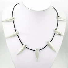 Collar de moda para hombre de metal con dijes forma de colmillos cosplay pantera negra cine pop cosplay - Plateado - Ver 4
