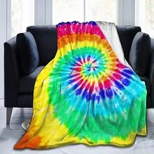 1 件鲜艳彩虹扎染超柔软毛毯，彩色毛毯，螺旋印花波西米亚风毛绒温暖舒适床沙发毯 - AER - 查看 4