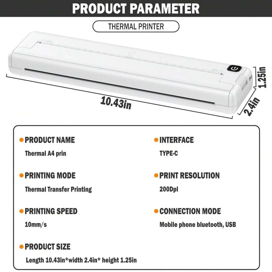 A4 Office & Mistake Printing Portable Mini Inkless Thermal Paper