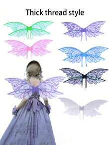 1 pieza Accesorio de disfraz de PVC de mariposa, alas de hada, accesorios de disfraz para actuación, Halloween - Multicolor - Ver 2