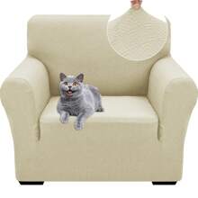 2024 Newest 1 Piece Couch Covers For 1/2/3/4 Cushion Stretch Loveseat Slipcovers High Stretch Jacquard Sofa Slipcover For Living Room Pets Dogs Loveseat Furniture Protector - Màu be nhạt - Xem 8