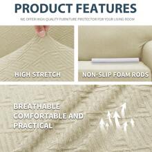 2024 Newest 1 Piece Couch Covers For 1/2/3/4 Cushion Stretch Loveseat Slipcovers High Stretch Jacquard Sofa Slipcover For Living Room Pets Dogs Loveseat Furniture Protector - Màu be nhạt - Xem 3