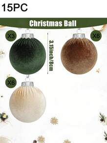 Bộ 15 Quả Bóng Nhung Trang Trí Cây Thông Noel - Bộ Bóng Đèn Giáng Sinh Chống Vỡ - Nhiều Màu Xanh Lá Cây Nâu Trung Tính, Quả Bóng Treo Trang Trí Giáng Sinh Cây Thông Noel Thích Hợp Cho Đám Cưới Sinh Nhật Giáng Sinh Ngày Lễ Tiệc Trang Trí Không Khí Gia Đình - Nhiều màu - Xem 2