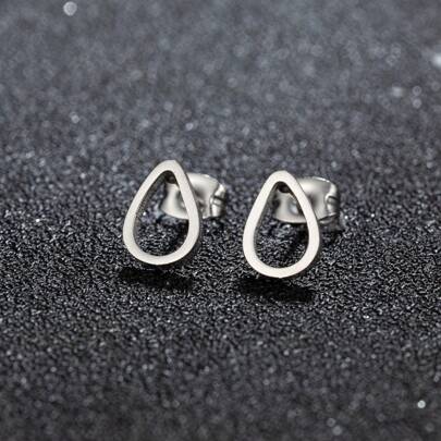 1 par de pendientes de aro en forma de gota de agua bañados en oro de acero inoxidable para mujer, joyas de moda