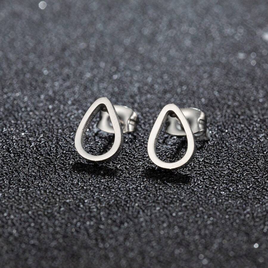1Pair Stainless Steel Golden Plated Tear Drop Earrings For Women L Waterdrop Hoop Earrings Jewelry - 423 - View 1