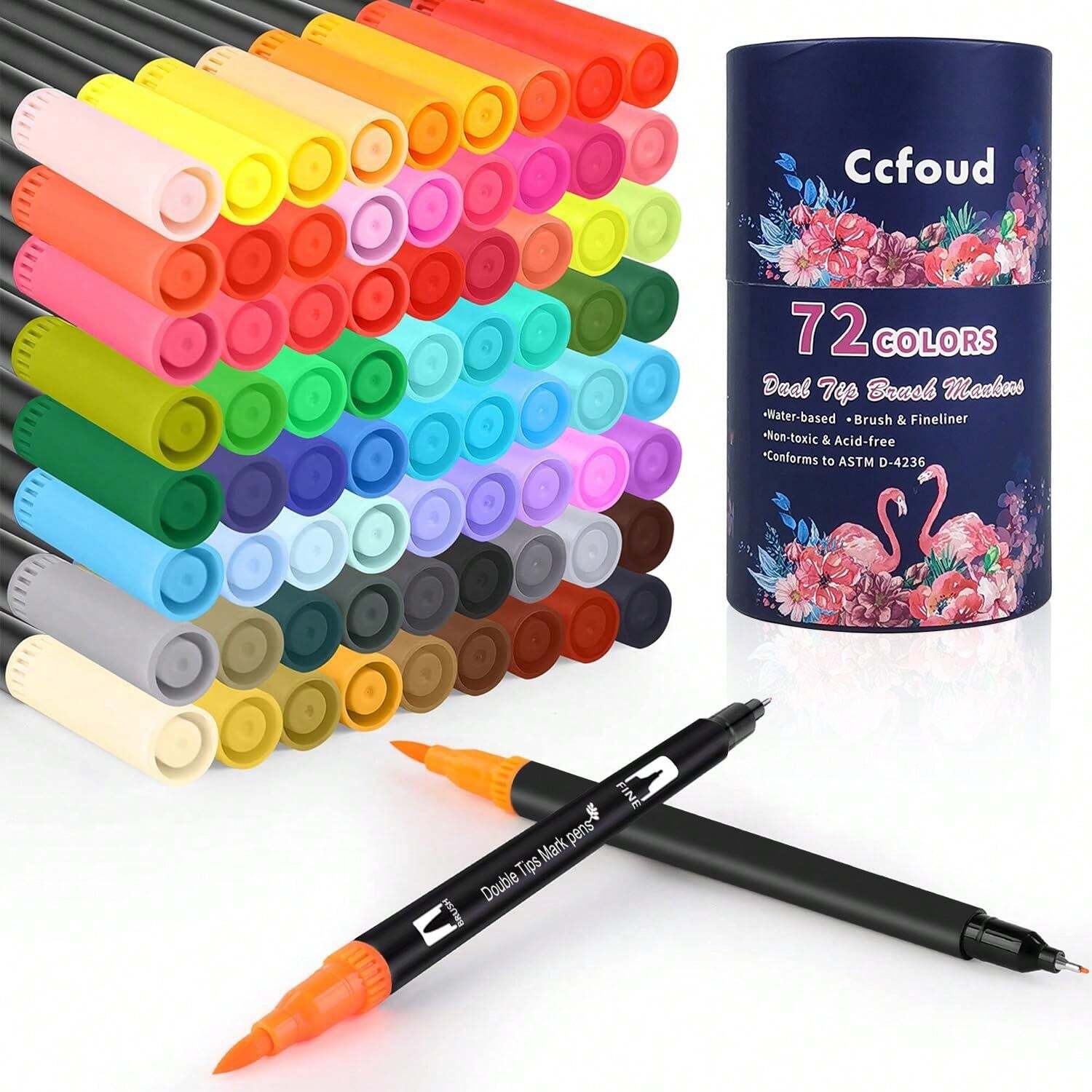 72 Colors Dual Tip Brush Pens With Brush Tip And Fine Tip For Artists