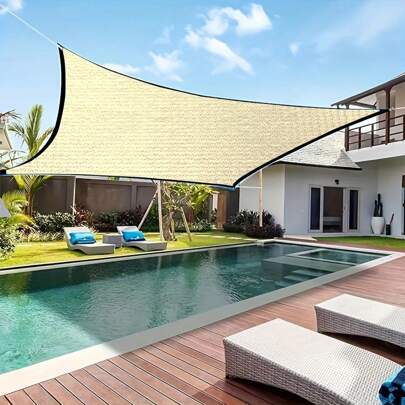 1pack ,Desert Color PE Heat-Resistant Mesh Sunshade Net, Outdoor Plant Sunshade Net, 95% Sunshade Screen Fabric, Used For Terrace/Pergola/Swimming Pool, Backyard/Deck
