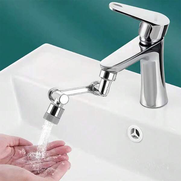 1pc Mechanical Arm Faucet, 1080° Rotatable Water Nozzle Conversion Connector, Anti-Splash Artifact, Universal Faucet Extender, Universal Splash Faucet Aerator Home Bathroom Decor Summer Back To School