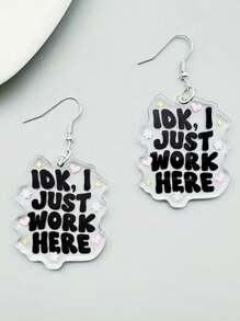 1 coppia di orecchini in acrilico chic con la scritta "Non lo so, lavoro solo qui", gioielli kawaii carini e creativi per le donne, idea regalo unica