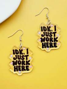 1 coppia di orecchini in acrilico chic con la scritta "Non lo so, lavoro solo qui", gioielli kawaii carini e creativi per le donne, idea regalo unica