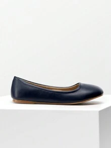 Women's Solid Color Flat Shoes Comfy Slip On Soft Sole Shoes Casual All-Match Ballet Flats - 藏蓝色 - 查看 7