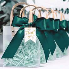 1/5pcs Ribbon Decor PVC Gift Bags, Gift Packaging Bags, Wedding Party Birthday Gift, Mother's Day Packaging Bags, Christmas Gift