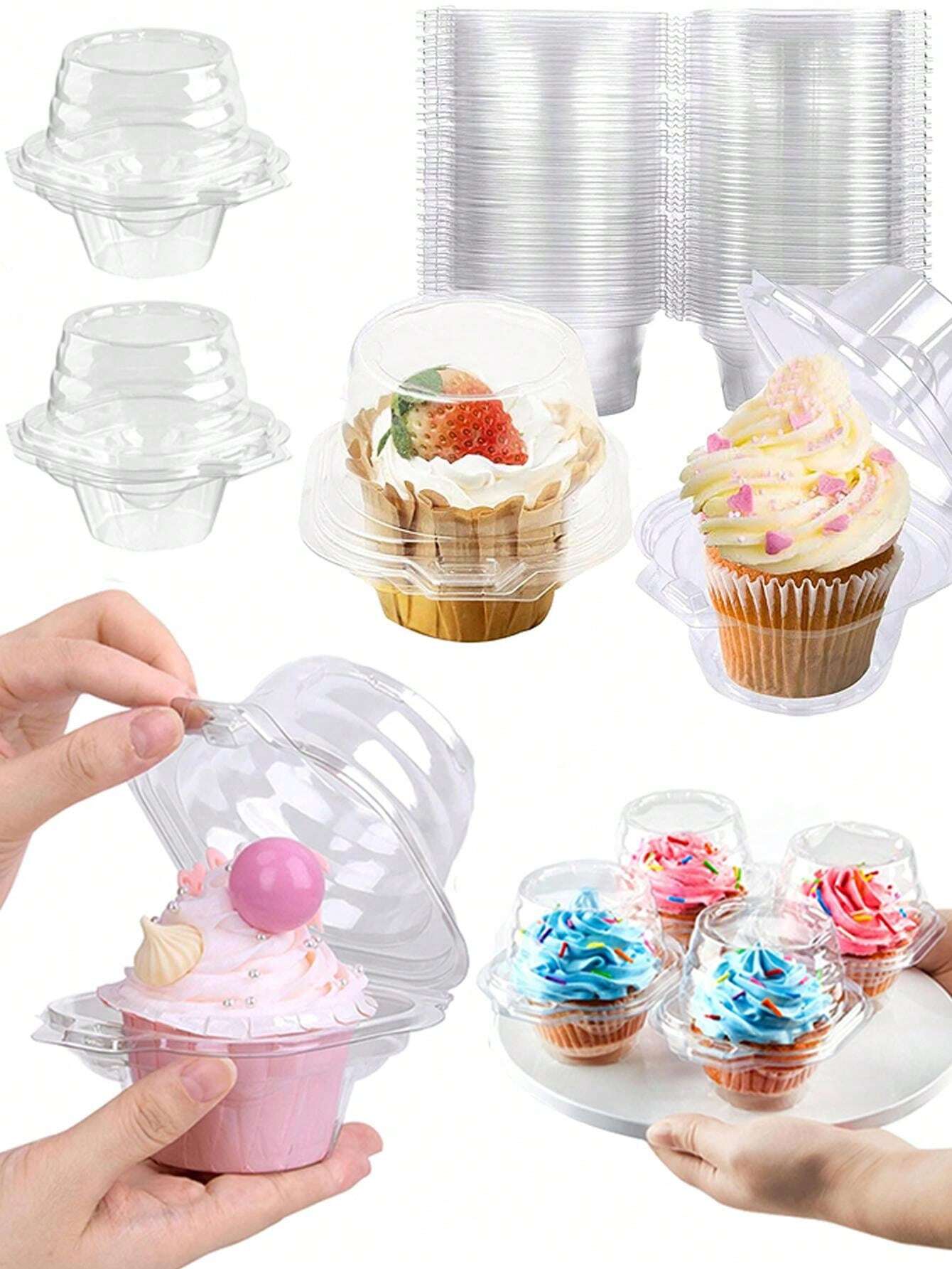 Disposable Paper Cupcake Holders, Clear Plastic Cupcake Stand