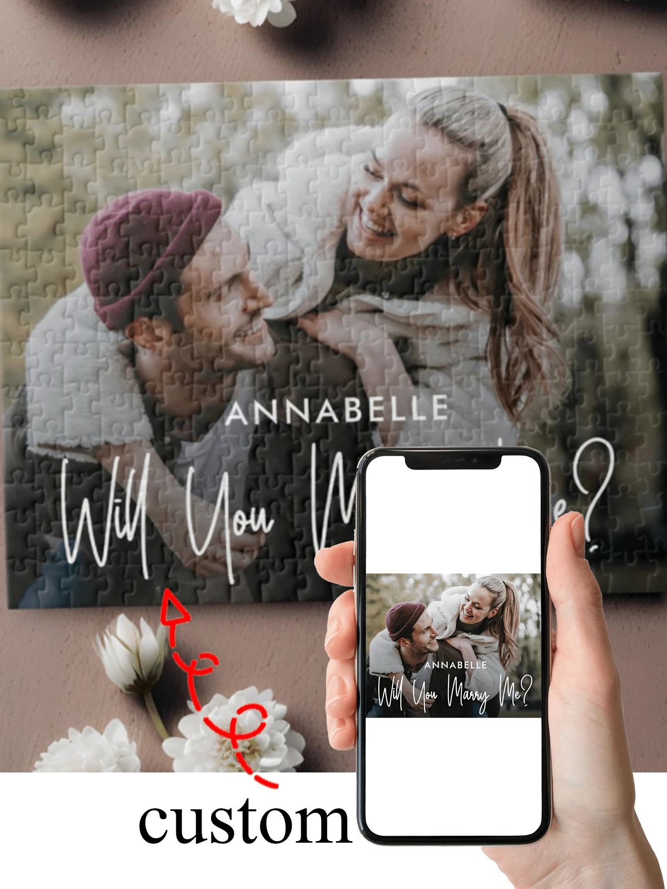 Rompecabezas fotográfico de 40/80/120 piezas, tamaño A4/A5, rompecabezas portátil para adultos, regalo personalizado de vacaciones/conmemoración